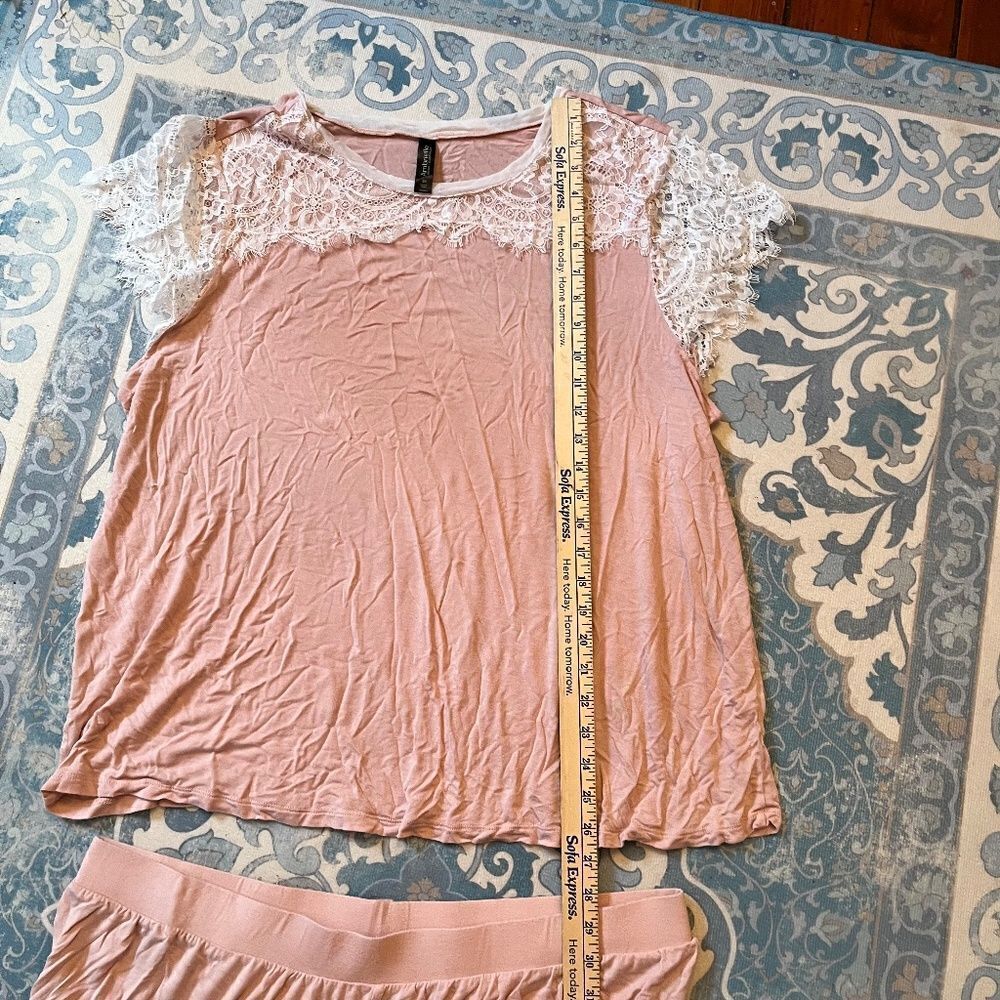 Ambrielle 2pc Sleep Set PJs 2XL Pink White Lace - Picture 12 of 15